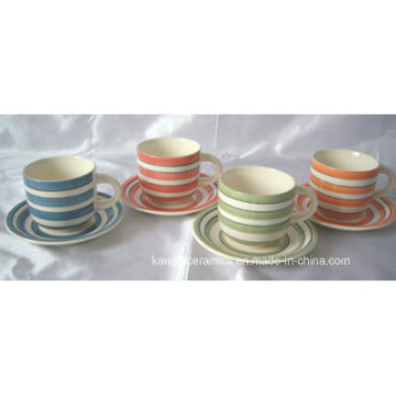 Ceramic Colorful Mug and Saucer Tea Set